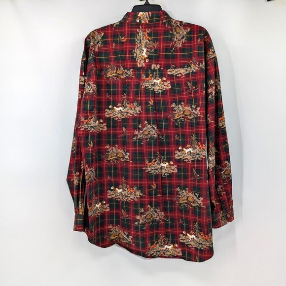 Hathaway Sport‎ Shirt Men’s L Red Hunting Vtg All Over Print Button Down Collar - Picture 3 of 13